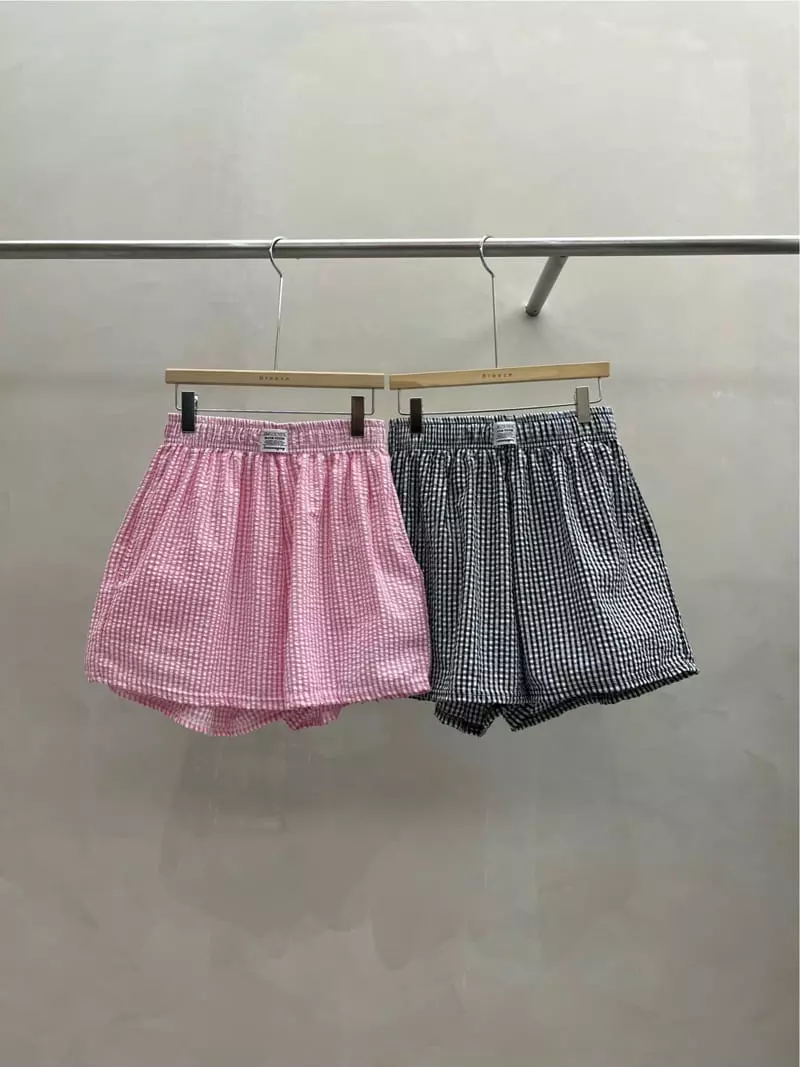 Breeze - Korean Women Fashion - #womensfashion - Label Check Shorts - 3