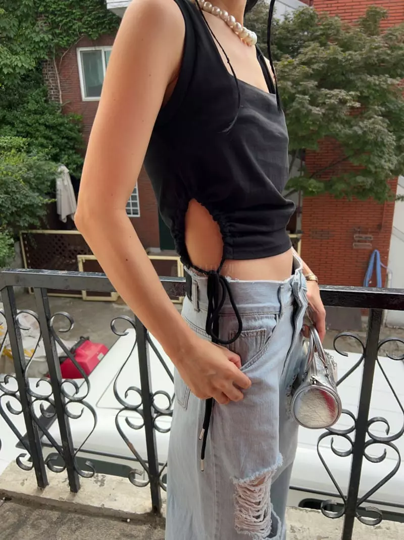 Bricklane - Korean Women Fashion - #thatsdarling - Shirring String Sleeveless - 5
