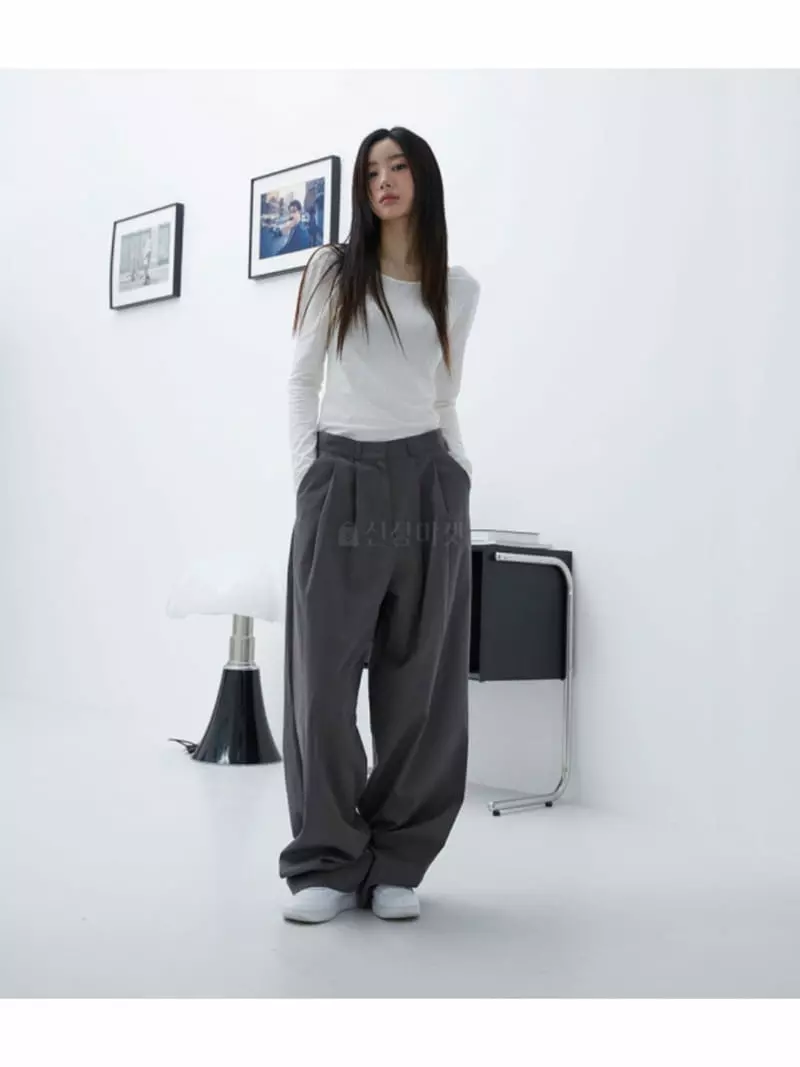 Buckle - Korean Women Fashion - #shopsmall - Two Tuck Pants - 9