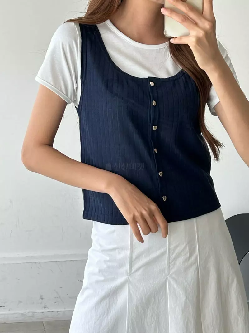 Buckle - Korean Women Fashion - #womensfashion - Heart Sleeveless - 8