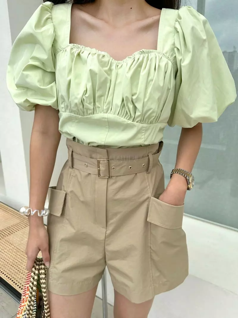 Bwithu - Korean Women Fashion - #momslook - Shirring Puff Blouse - 9
