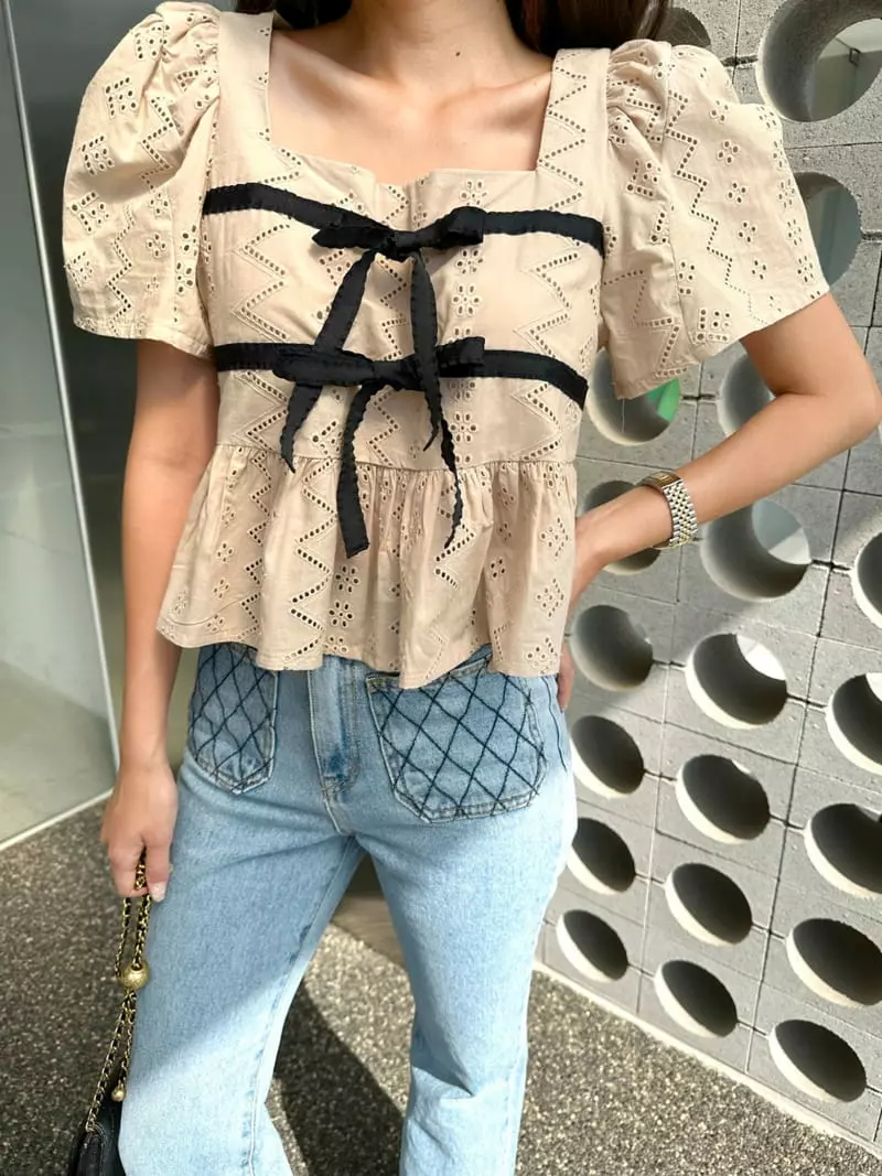 Bwithu - Korean Women Fashion - #pursuepretty - Tape Ribbon Blouse