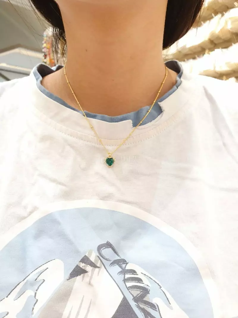 Cabinet - Korean Women Fashion - #momslook - Silver Heart Cubic Necklace - 7
