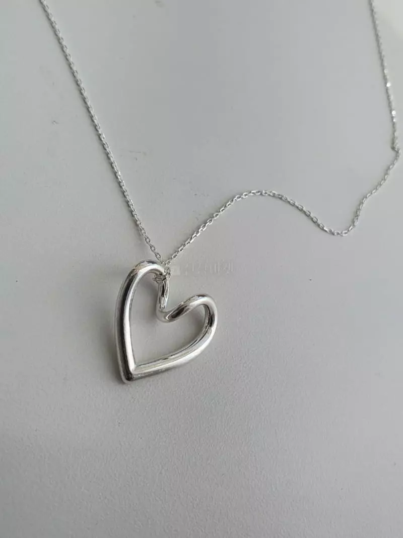 Cabinet - Korean Women Fashion - #womensfashion - Silver Long Heart Necklace - 4