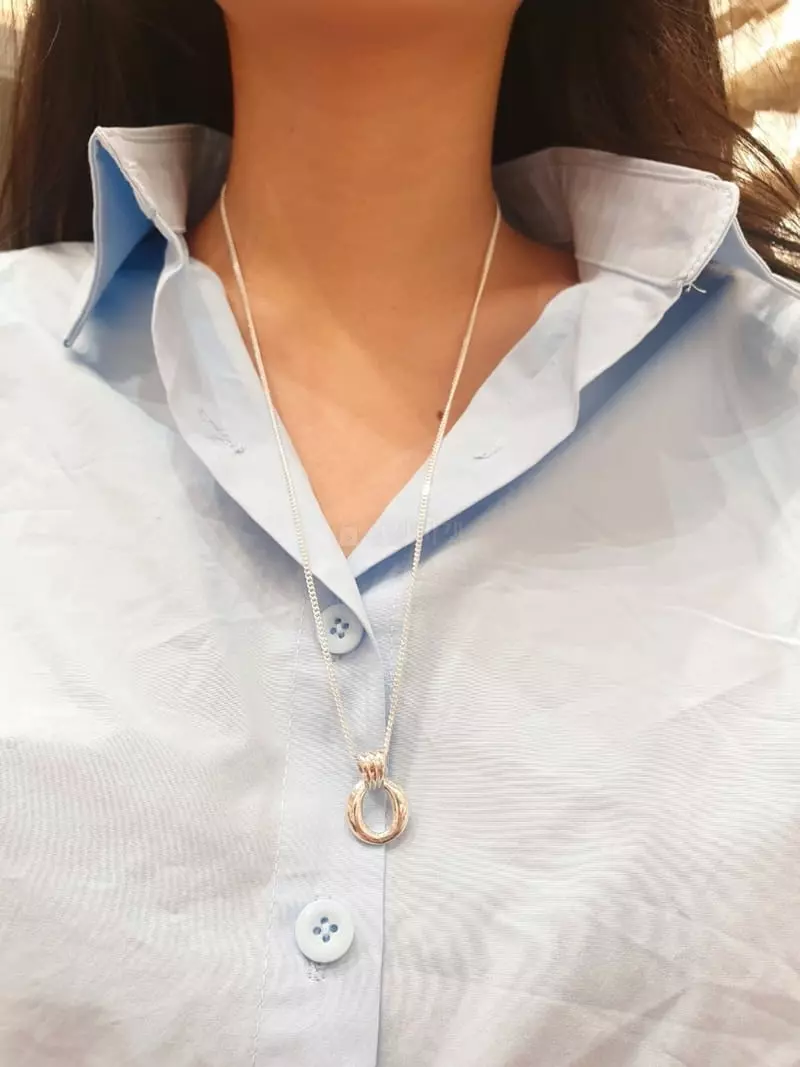 Cabinet - Korean Women Fashion - #momslook - Silver 3 Stripes Necklace - 3