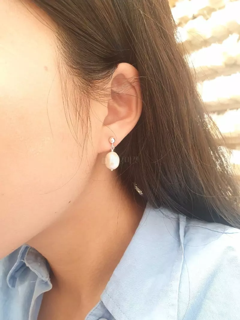 Cabinet - Korean Women Fashion - #momslook - Silver Ugly Pearl Earring - 3