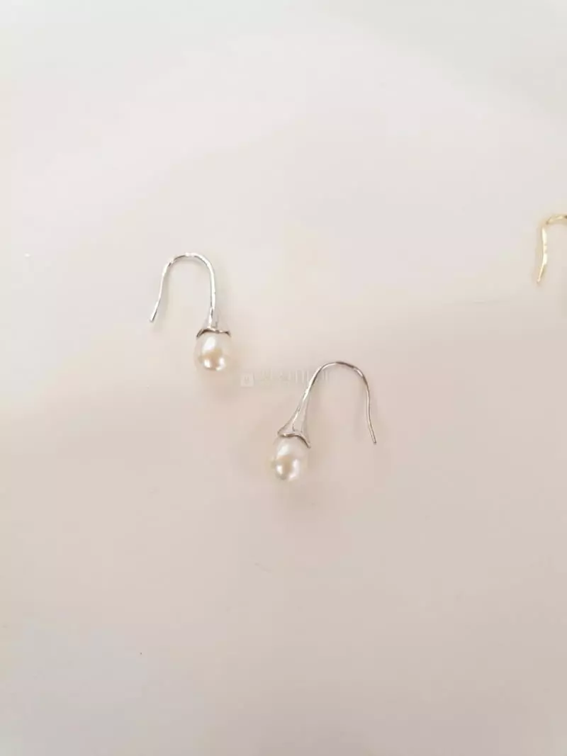 Cabinet - Korean Women Fashion - #momslook - Silver Circle Pearl Earring - 2