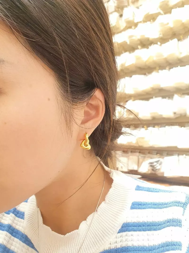 Cabinet - Korean Women Fashion - #momslook - Silver Basic Ring Heart Earring - 7