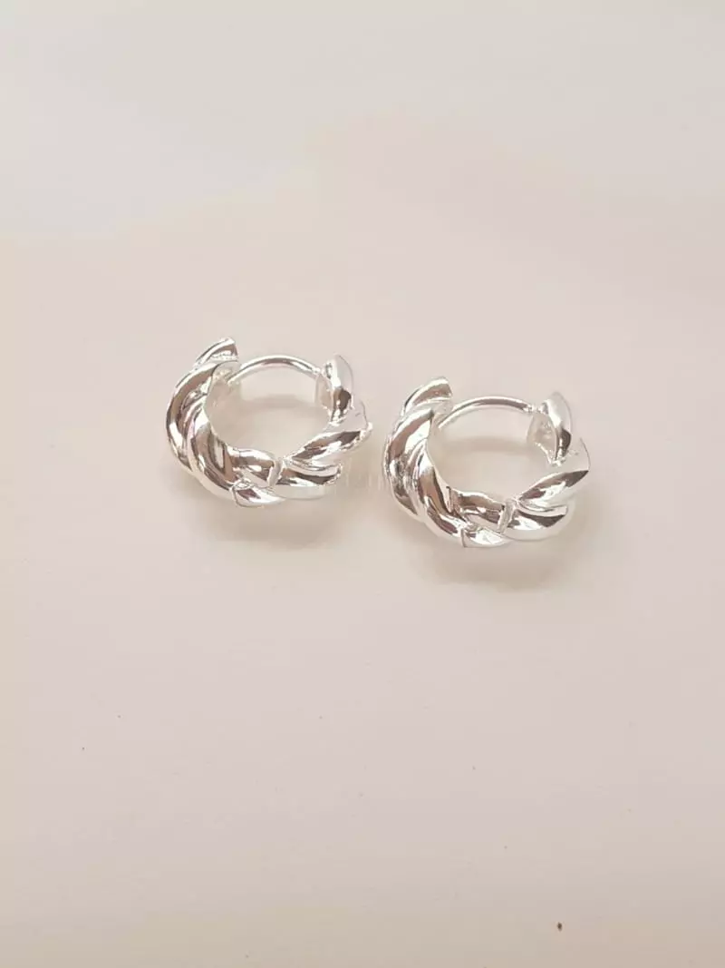 Cabinet - Korean Women Fashion - #momslook - Silver Rule Twist Earring - 2