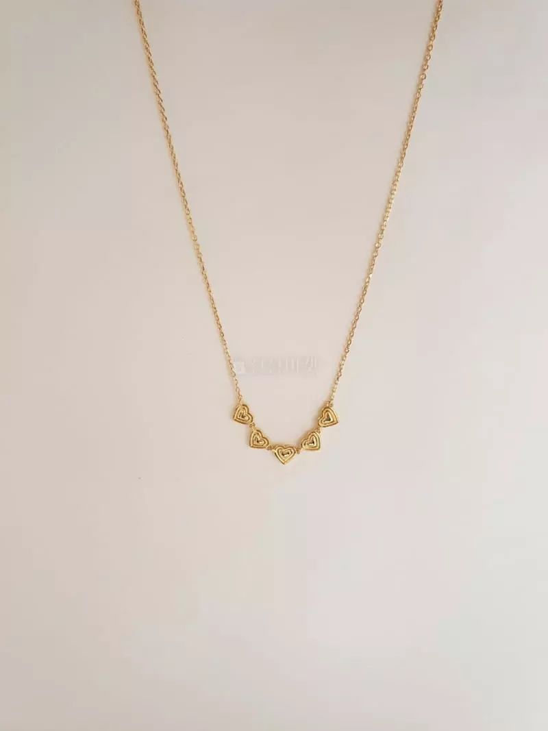 Cabinet - Korean Women Fashion - #momslook - Silver 5 Heart Necklace - 2