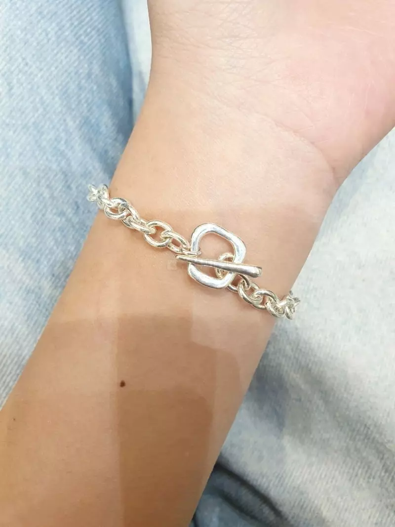 Cabinet - Korean Women Fashion - #momslook - Silver (Silver) Straight Chain Bracelet - 3