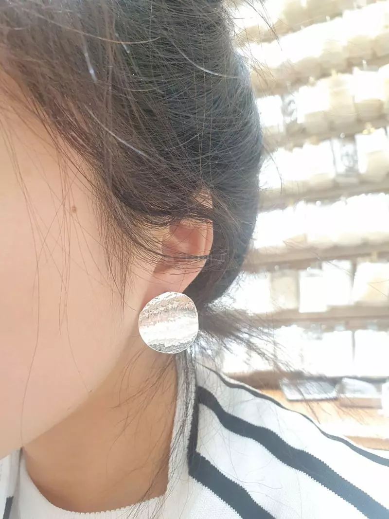 Cabinet - Korean Women Fashion - #momslook - Silver (Silver) Big Circle Earring - 2