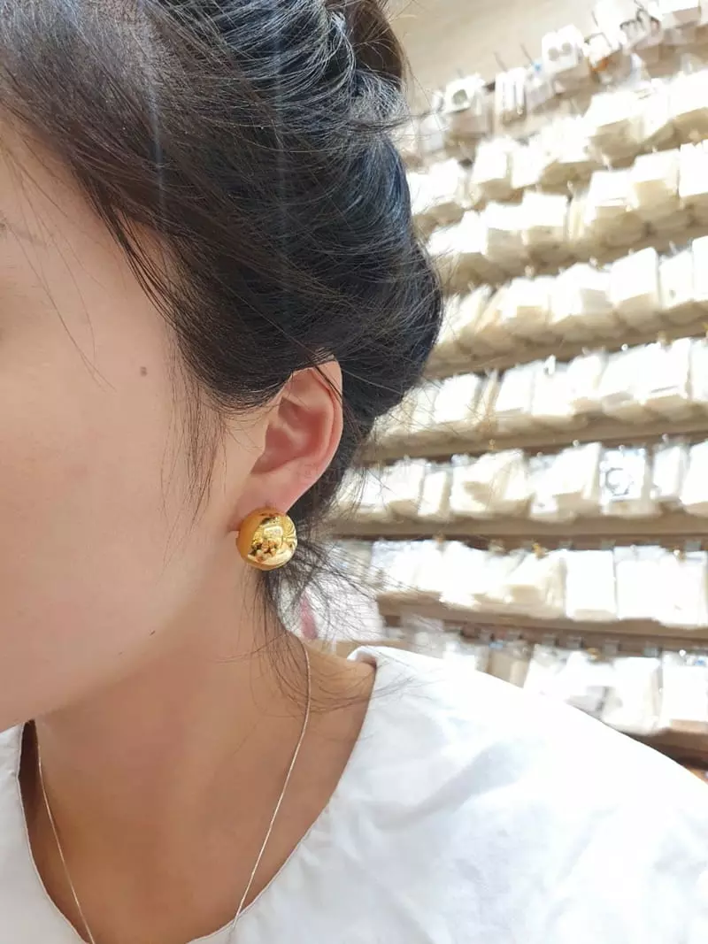 Cabinet - Korean Women Fashion - #momslook - Silver (Silver)18mm Silver Ball Earring - 5