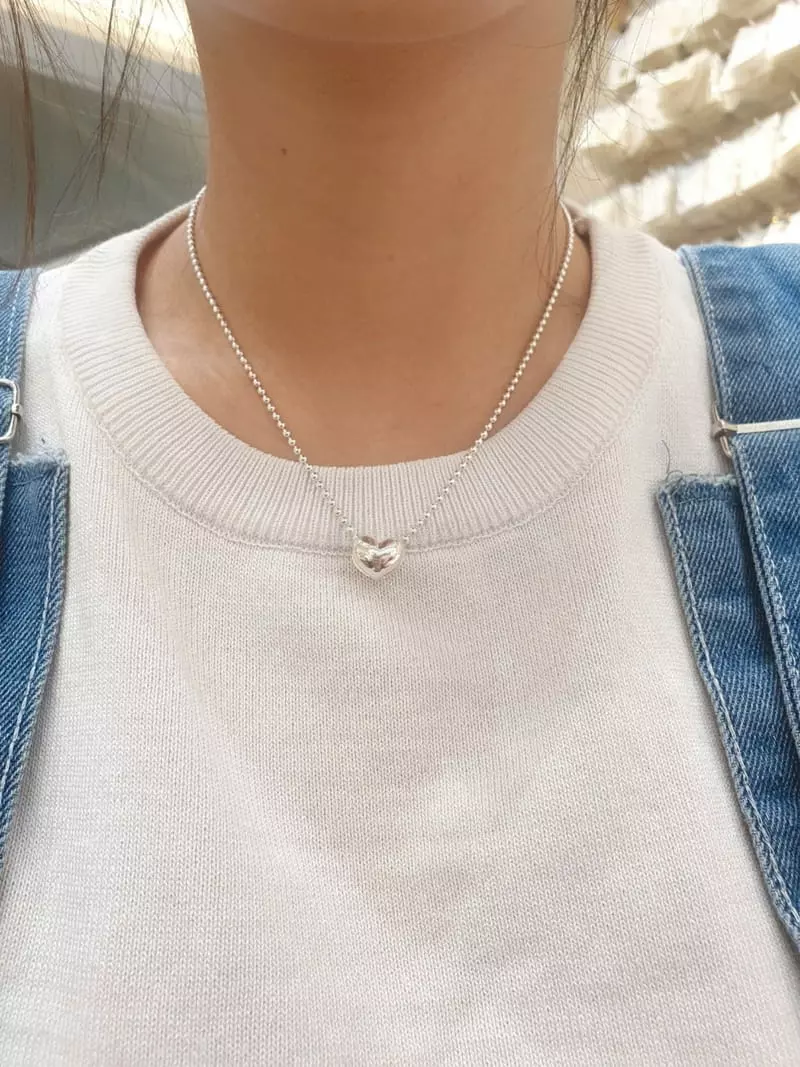 Cabinet - Korean Women Fashion - #romanticstyle - Silver (Silver) 2mm Heart Necklace - 3