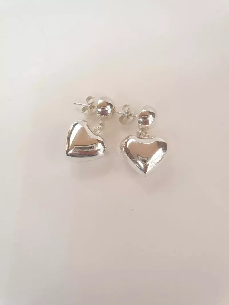 Cabinet - Korean Women Fashion - #romanticstyle - Silver Gold Heart Earring