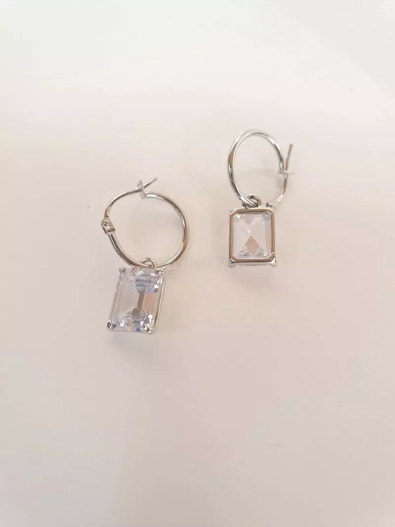 Cabinet - Korean Women Fashion - #shopsmall - Silver Big Sqaure Cubic - 2