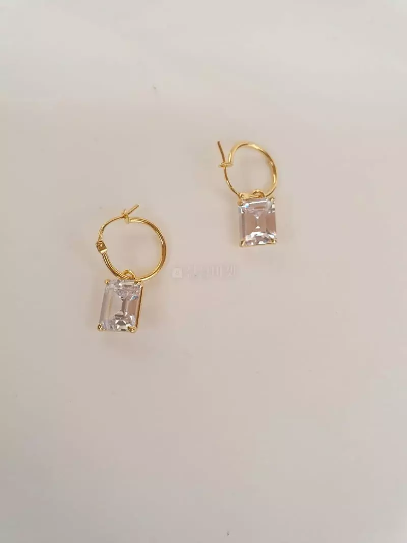 Cabinet - Korean Women Fashion - #thatsdarling - Silver Big Sqaure Cubic - 3