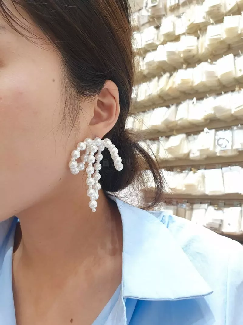 Cabinet - Korean Women Fashion - #womensfashion - Black Ribbon Earring - 3
