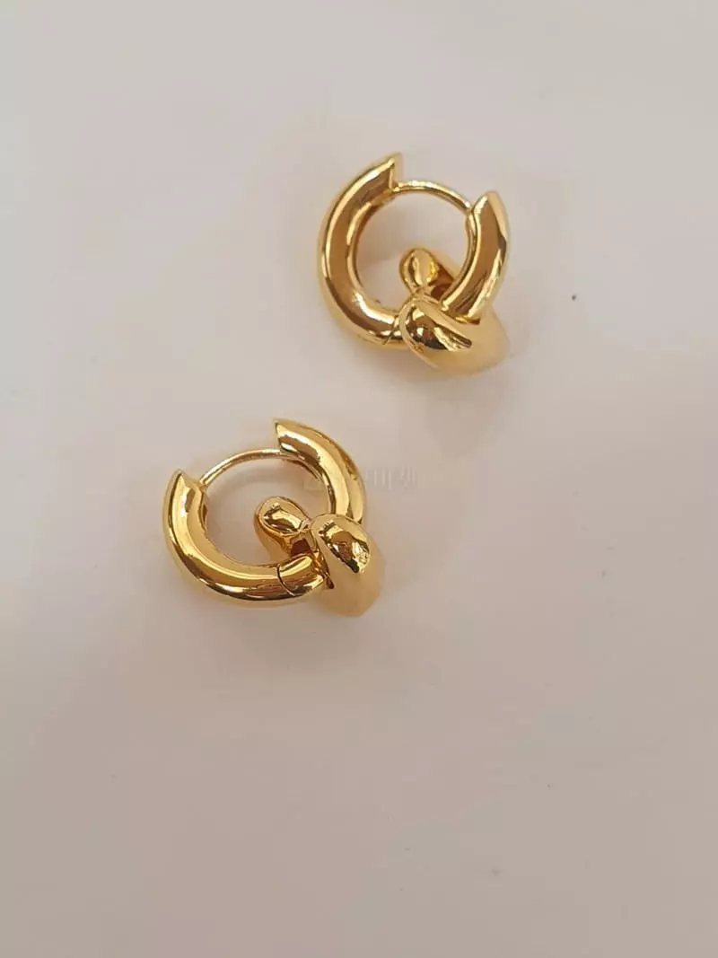 Cabinet - Korean Women Fashion - #momslook - Silver Basic Ring Heart Earring - 4