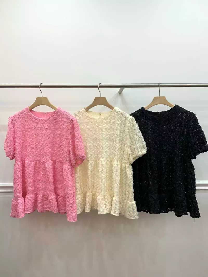 Camel - Korean Women Fashion - #vintagekidsstyle - Flower Frill Blouse - 12
