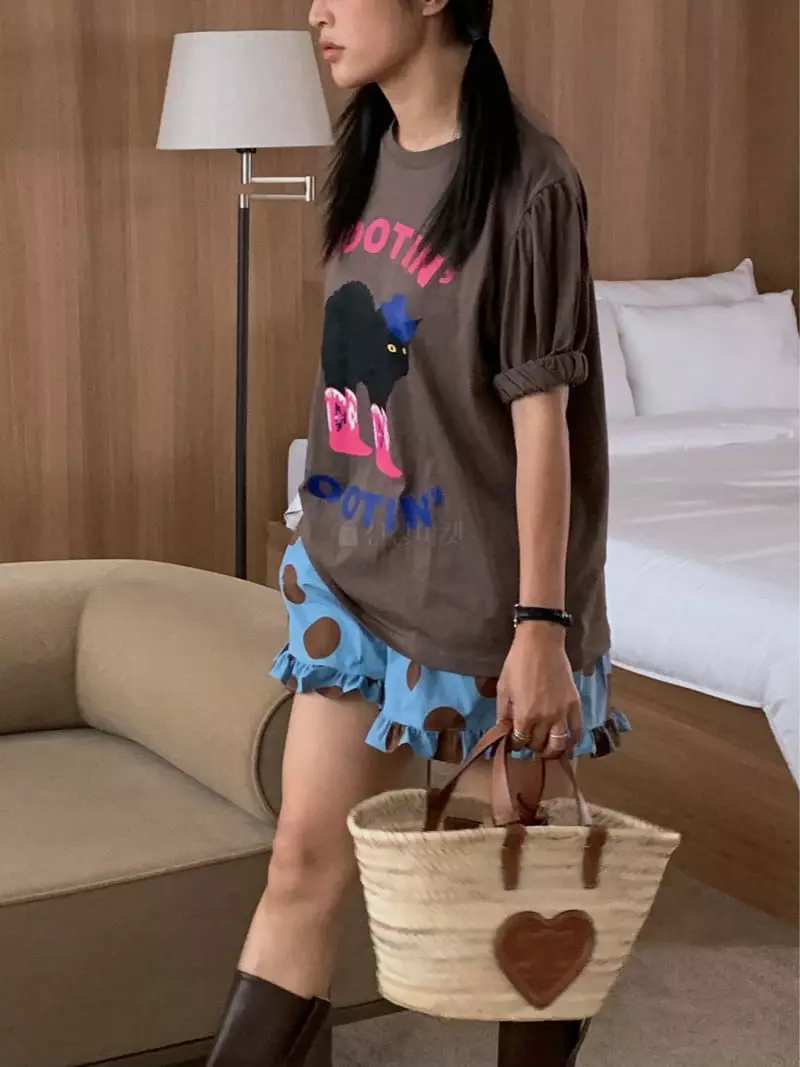 Camel - Korean Women Fashion - #womensfashion - Kitty Tee - 3