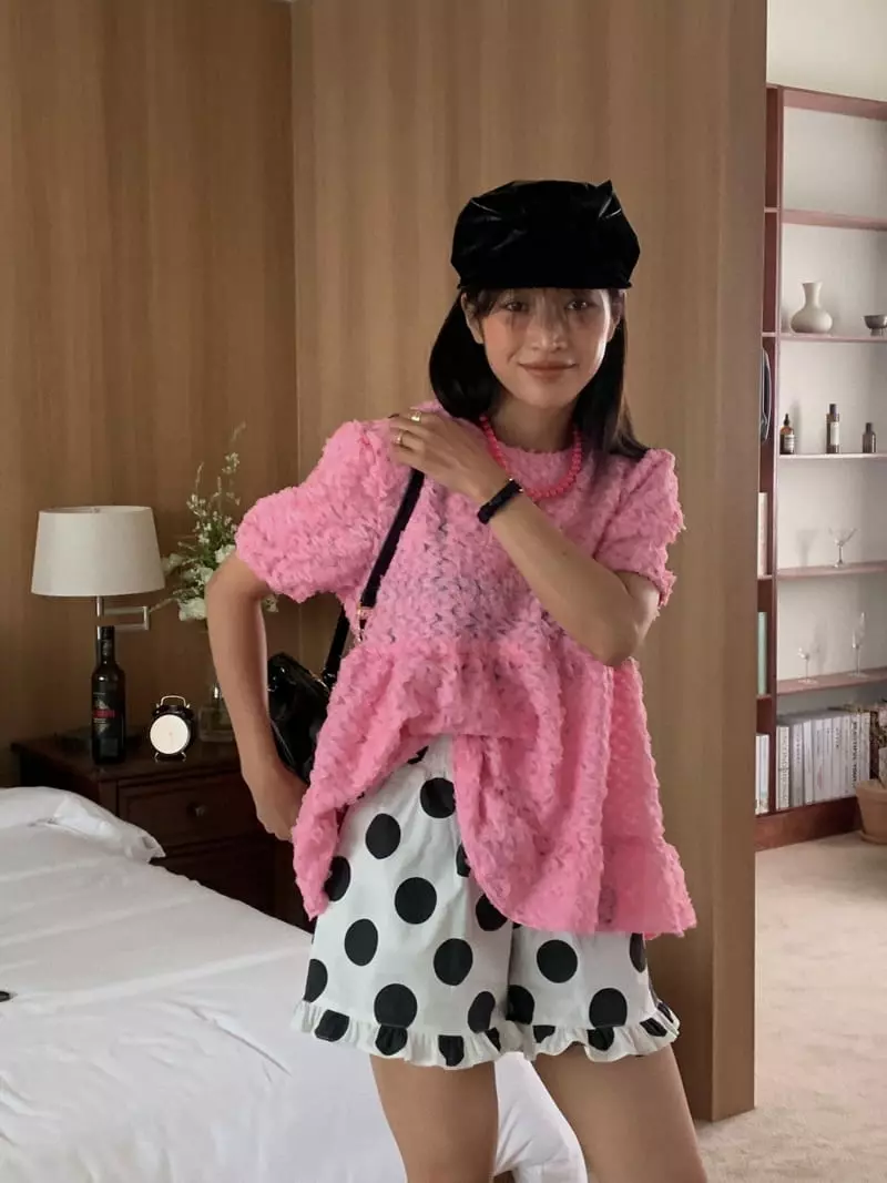 Camel - Korean Women Fashion - #womensfashion - Flower Frill Blouse - 2