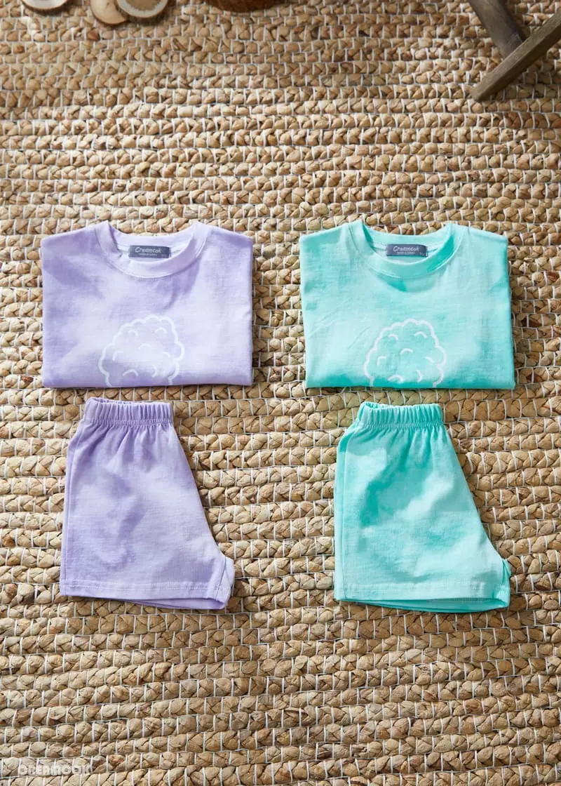 Creamcok - Korean Children Fashion - #discoveringself - Cotton Candy Top Bottom Set - 2