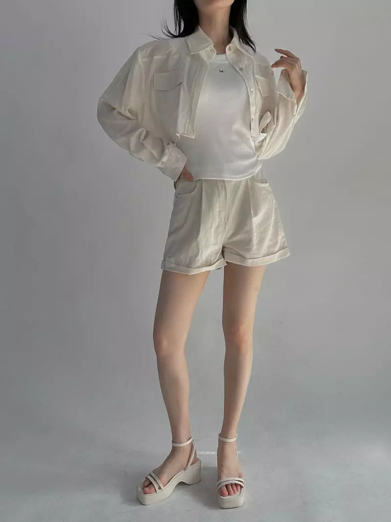 Dark Beige - Korean Women Fashion - #pursuepretty - Ice Crop Shirt - 2