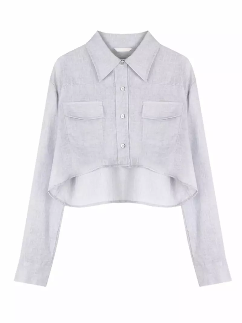 Dark Beige - Korean Women Fashion - #thelittlethings - Ice Crop Shirt - 7