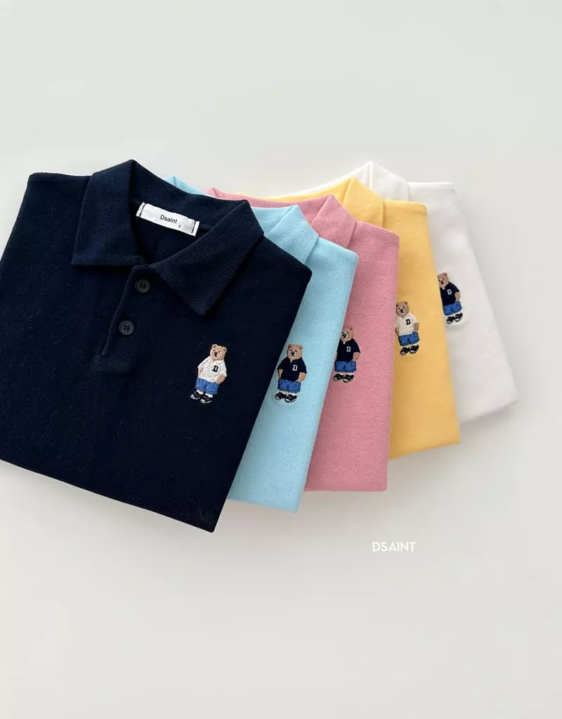 Dsaint - Korean Children Fashion - #Kfashion4kids - Bear Collar PK Tee - 3