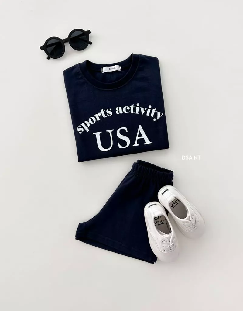 Dsaint - Korean Children Fashion - #childofig - USA Sport Top Bottom Set - 2