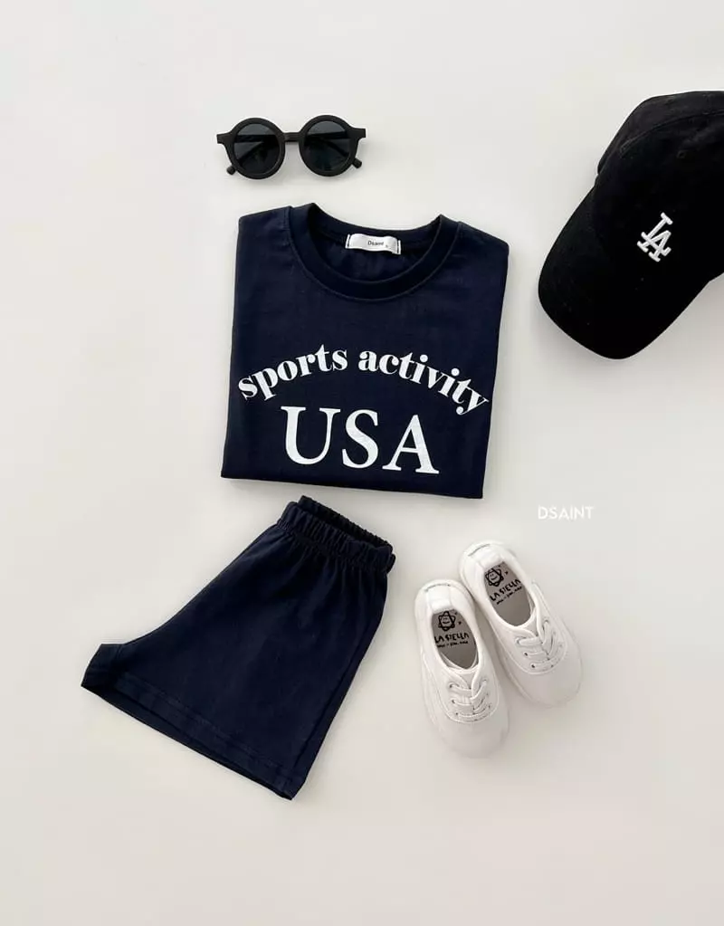 Dsaint - Korean Children Fashion - #childofig - USA Sport Top Bottom Set - 3