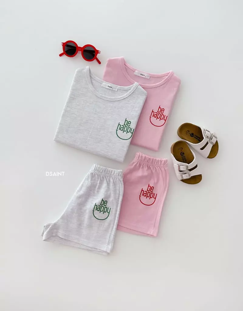 Dsaint - Korean Children Fashion - #discoveringself - Be Happy Top Bottom Set - 2
