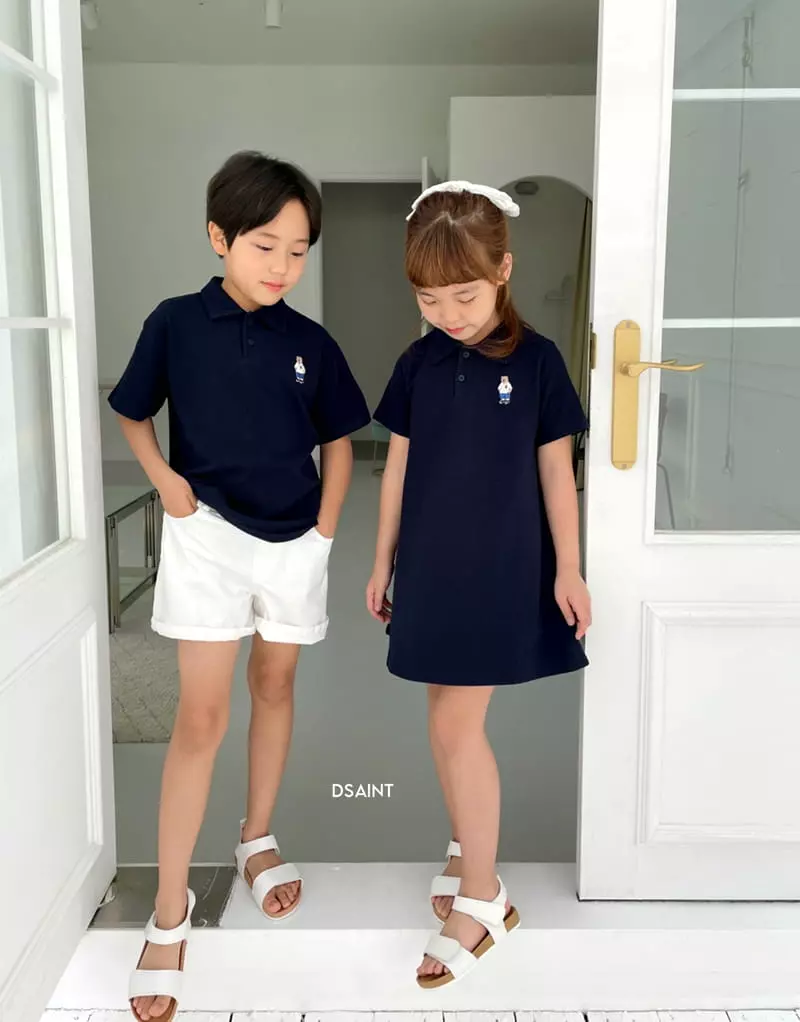 Dsaint - Korean Children Fashion - #toddlerclothing - Bear Collar PK Tee - 9
