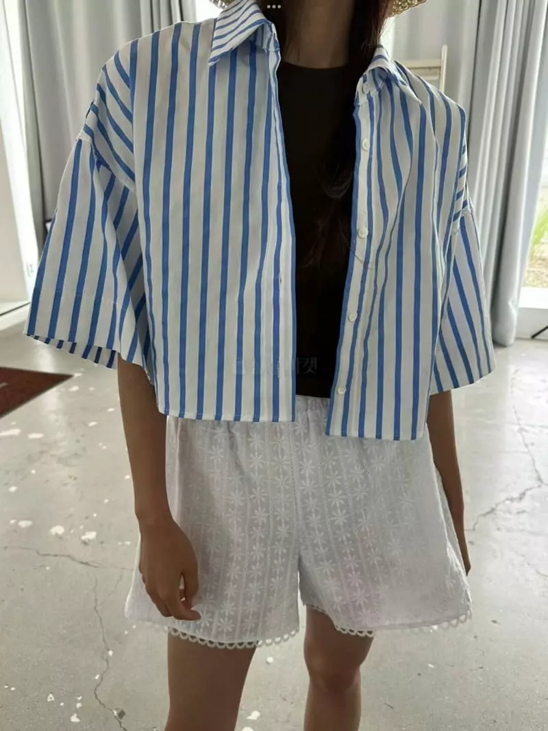 Elfin - Korean Women Fashion - #womensfashion - Stripes Mrine Shirt - 2