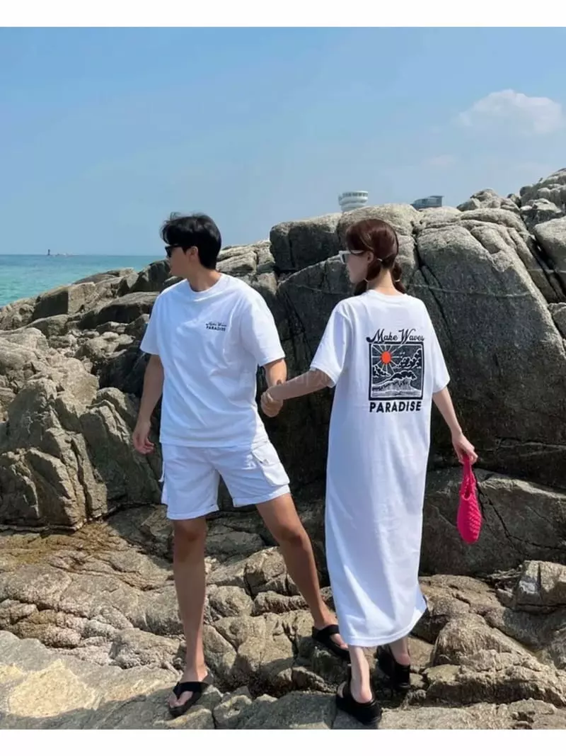 Exito - Korean Women Fashion - #momslook - Wave Short Sleeves One-piece - 6