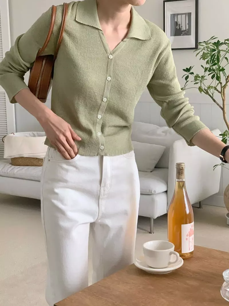 Ff - Korean Women Fashion - #womensfashion - Line Collar Knit Tee - 2