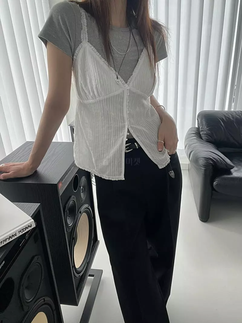 Flower - Korean Women Fashion - #momslook - Yogurt Lace Sleeveless