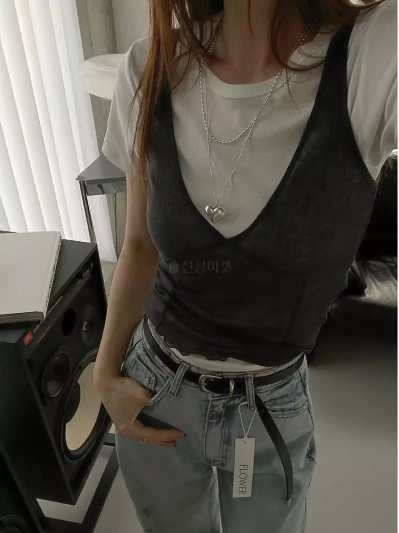 Flower - Korean Women Fashion - #romanticstyle - See Through Sleeveless - 4