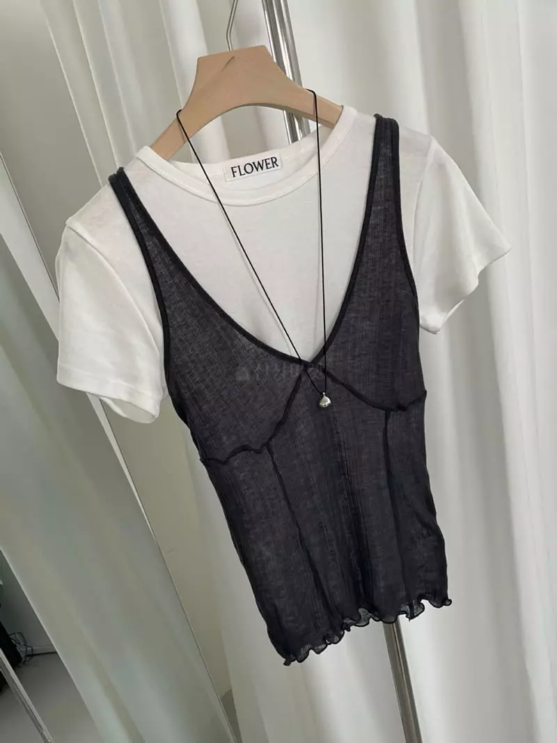 Flower - Korean Women Fashion - #thatsdarling - See Through Sleeveless - 5