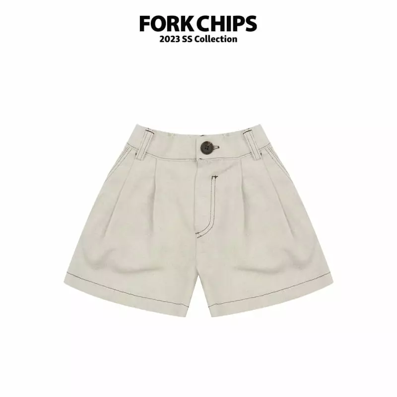 Fork Chips - Korean Children Fashion - #discoveringself - Oat Half Slacks Shorts