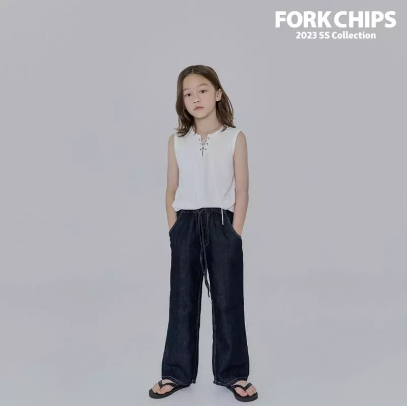 Fork Chips - Korean Children Fashion - #prettylittlegirls - Air Linen Jeans - 3