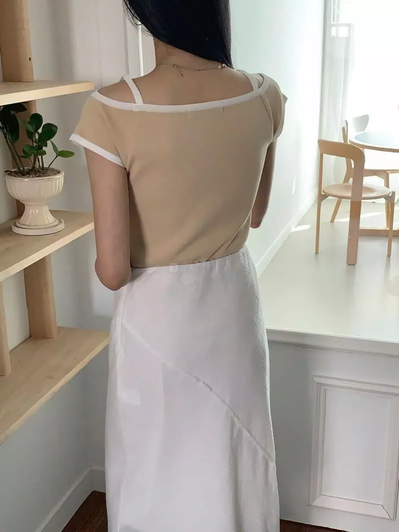 Fre - Korean Women Fashion - #momslook - Off Shoulder Knit Tee - 2
