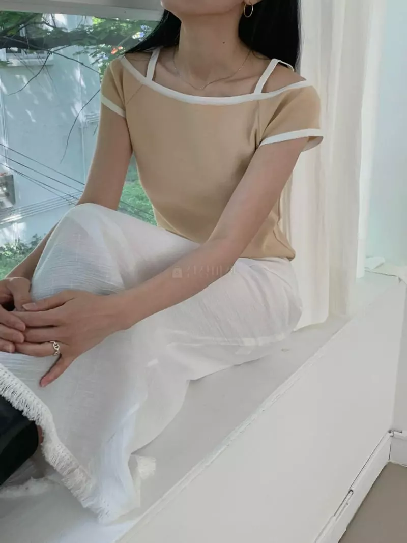 Fre - Korean Women Fashion - #womensfashion - Off Shoulder Knit Tee - 4