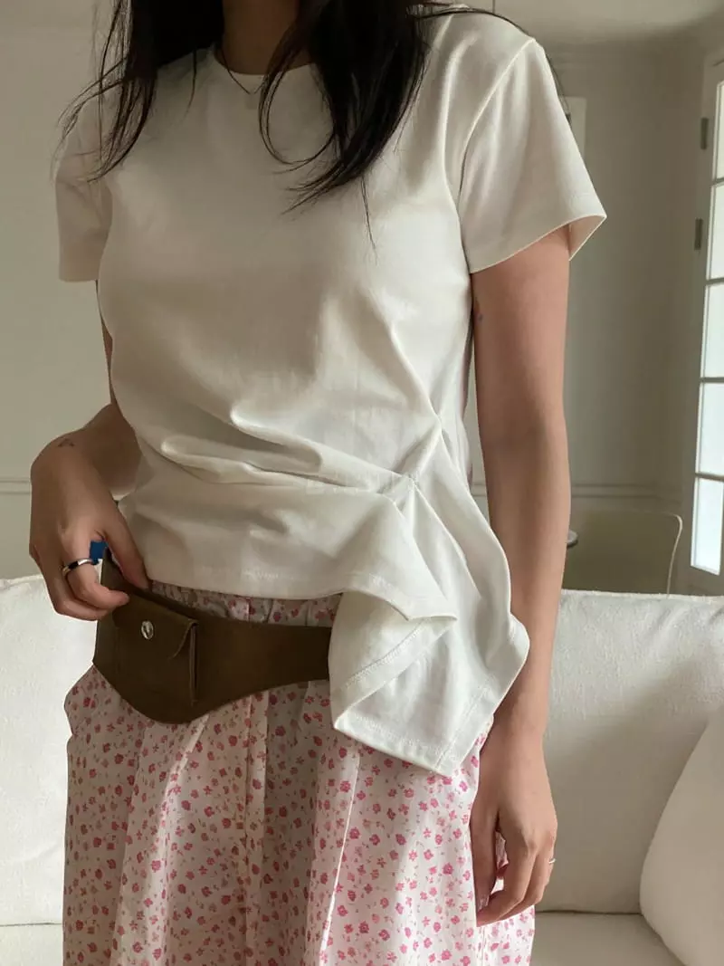 Fre - Korean Women Fashion - #momslook - Draping Tee - 7