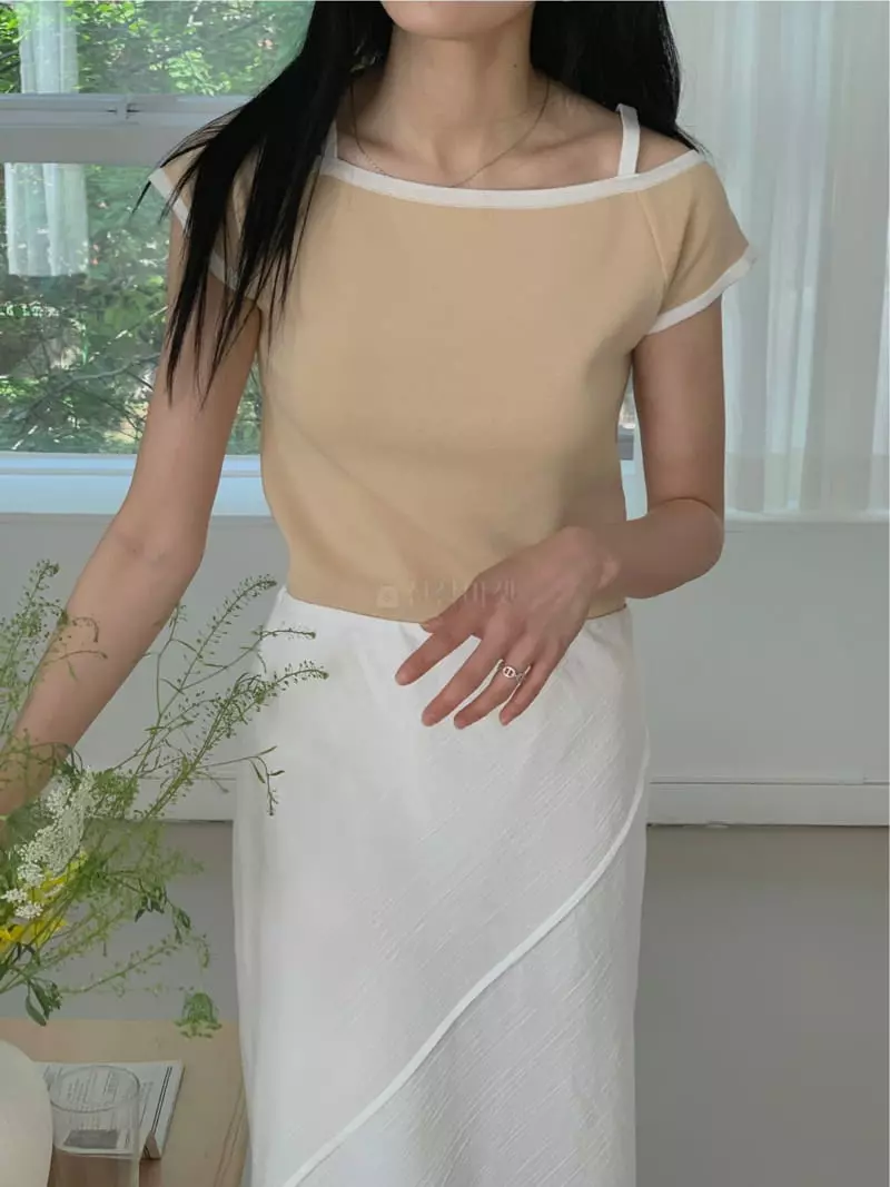 Fre - Korean Women Fashion - #womensfashion - Off Shoulder Knit Tee - 3