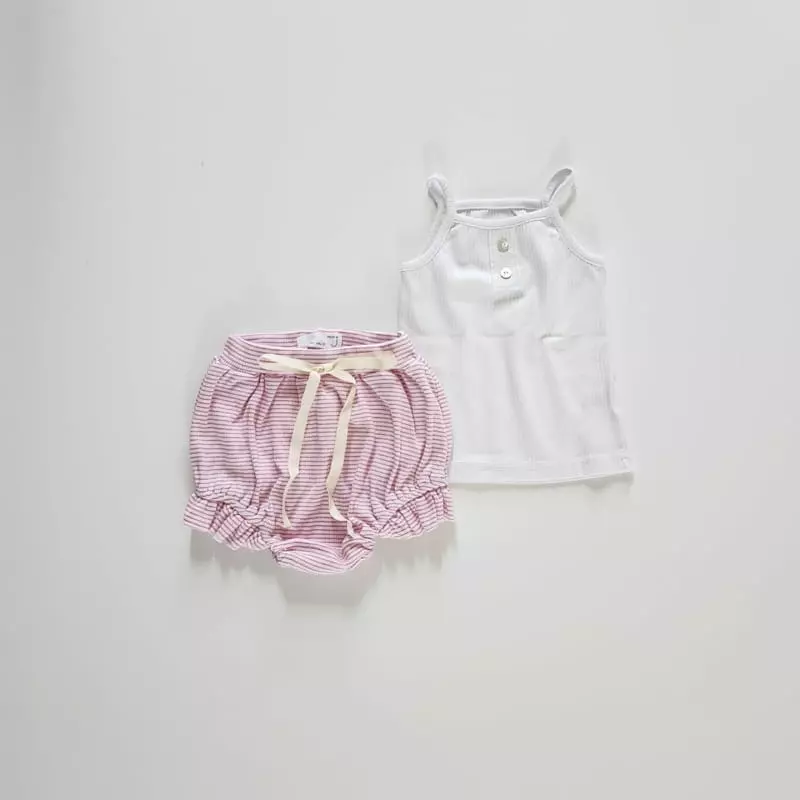 From J - Korean Baby Fashion - #babyfever - Bloomer Sleeveless Top Bottom Set - 12
