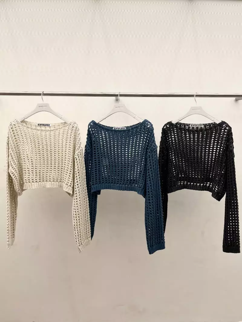 Gateless - Korean Women Fashion - #momslook - Bay Crop Knit Tee