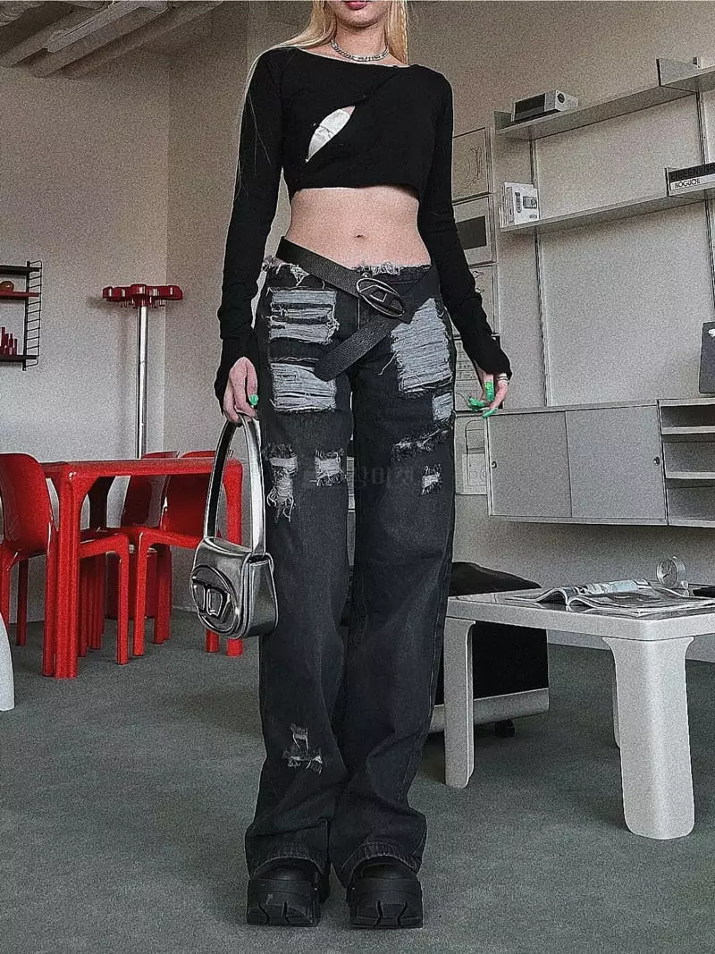Gateless - Korean Women Fashion - #womensfashion - Dark Name Jeans - 3