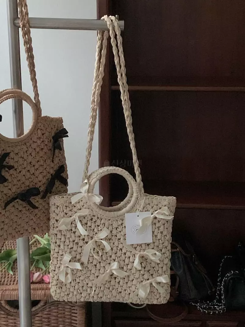 Giggle - Korean Women Fashion - #restrostyle - Hand Made Ribbon Tote Shoulder Bag - 2